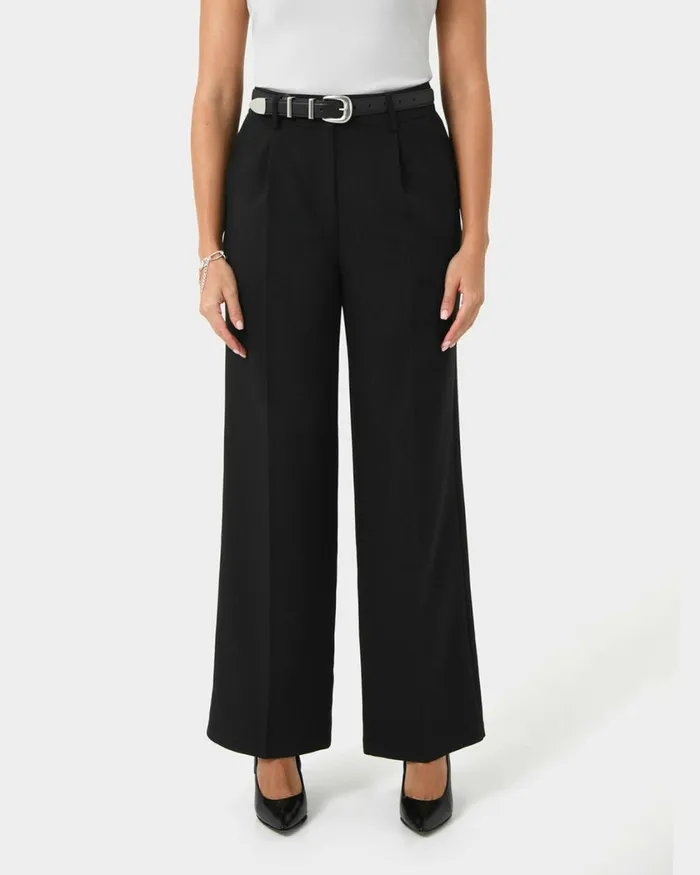 Forcast Nikki Tailored Pants Warm Taupeivoryblack Women HighWaisted Pants