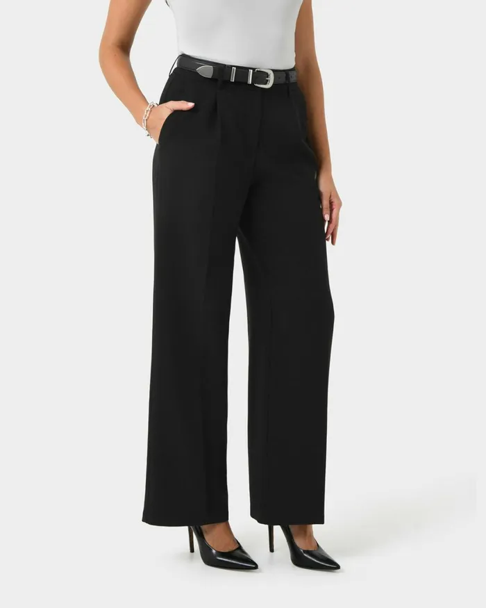 Forcast Nikki Tailored Pants Warm Taupeivoryblack Women HighWaisted Pants
