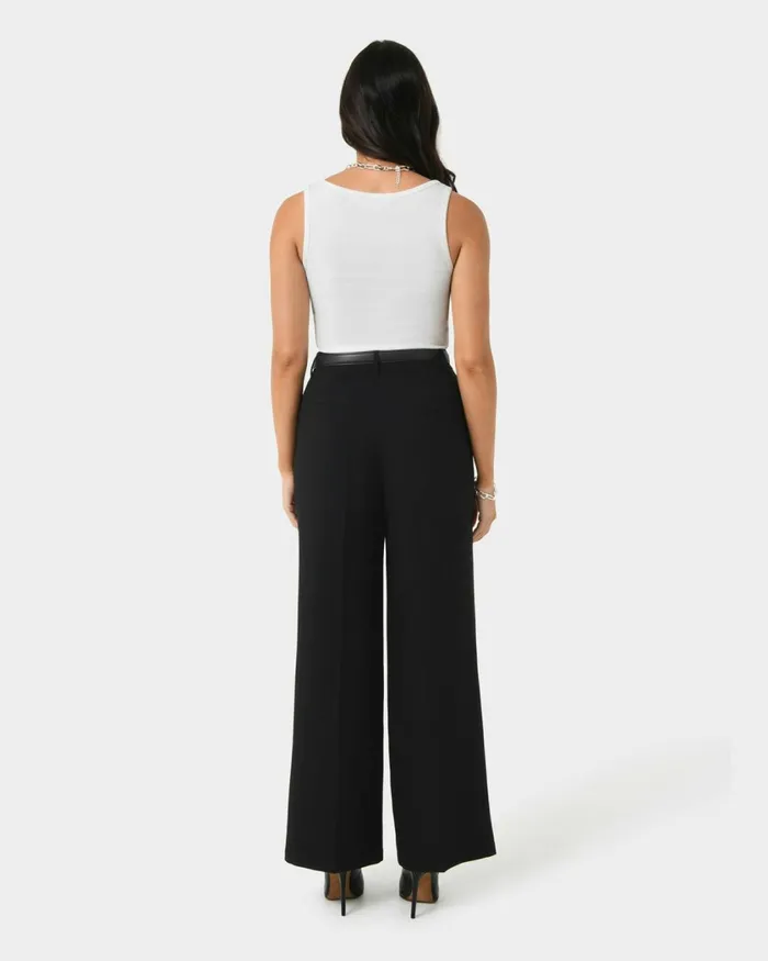 Forcast Nikki Tailored Pants Warm Taupeivoryblack Women HighWaisted Pants