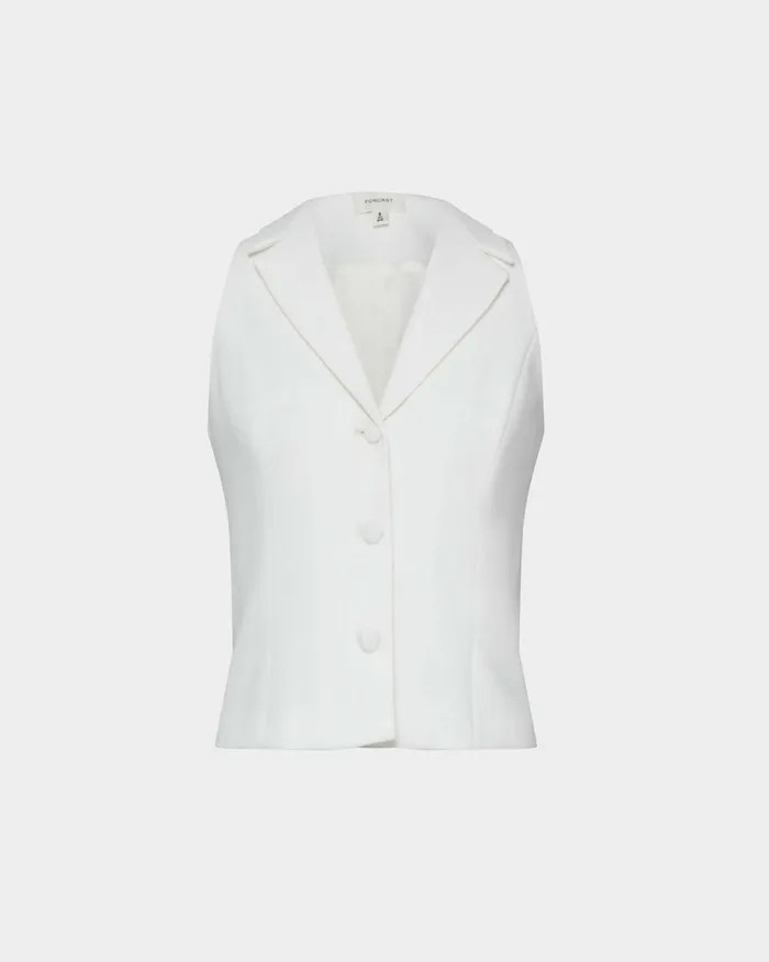 Forcast Nikki Tailored Vest Warm Taupeivoryblack Women TShirts and Tops