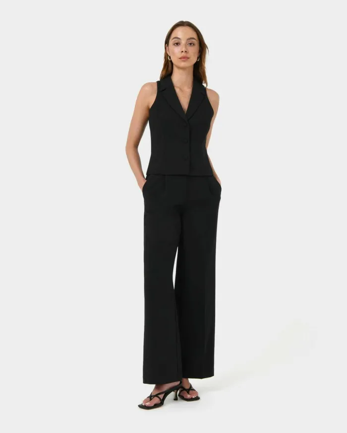 Forcast Nikki Tailored Vest Warm Taupeivoryblack Women TShirts and Tops