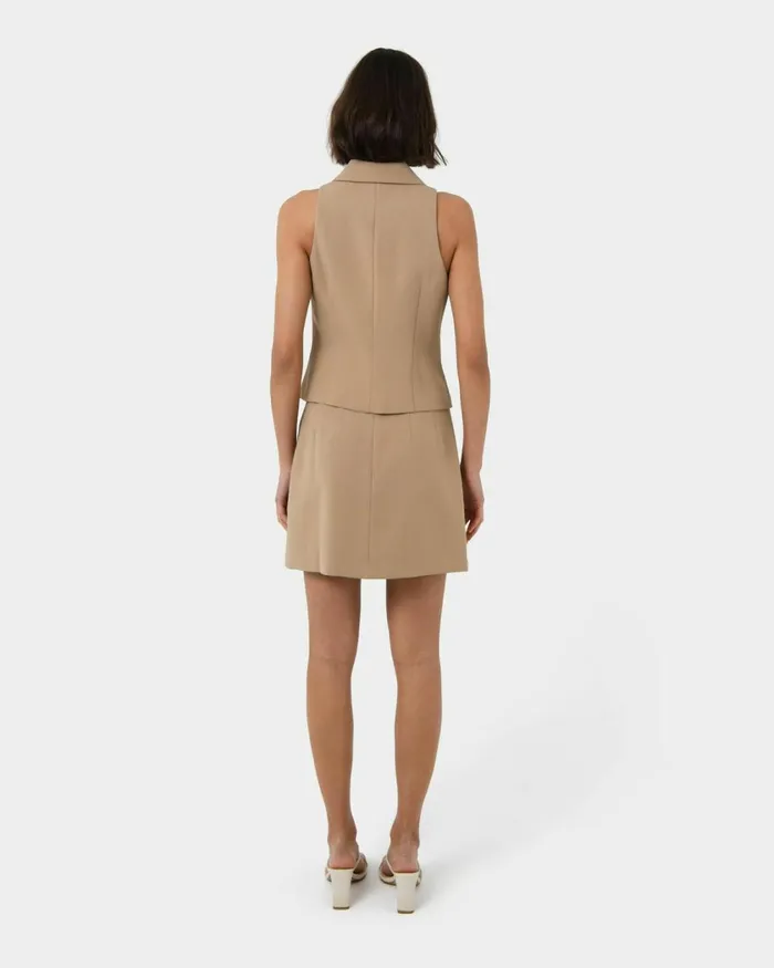 Forcast Nikki Tailored Vest Warm Taupeivoryblack Women TShirts and Tops