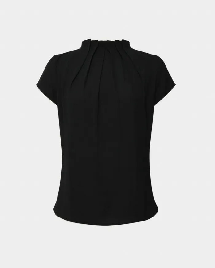 Forcast Olivia Pleated High Neck Top Eggshellpastel Peachwineivoryblack Women TShirts and Tops