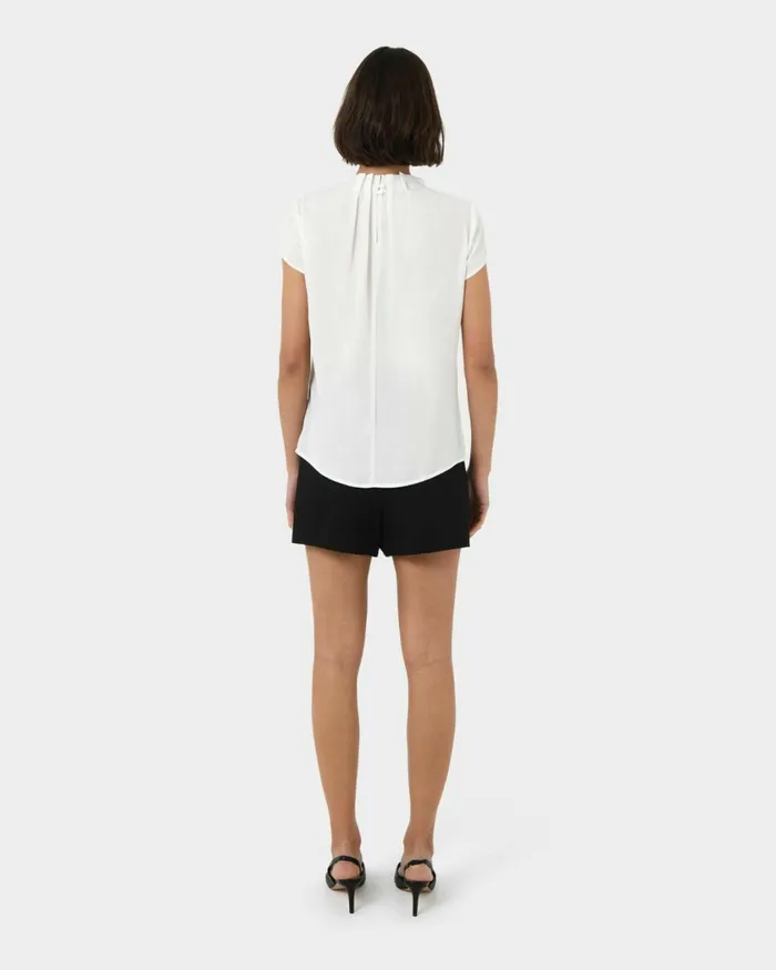 Forcast Olivia Pleated High Neck Top Eggshellpastel Peachwineivoryblack Women TShirts and Tops