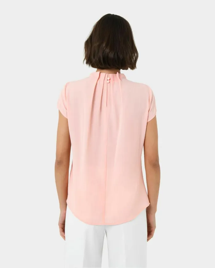 Forcast Olivia Pleated High Neck Top Eggshellpastel Peachwineivoryblack Women TShirts and Tops