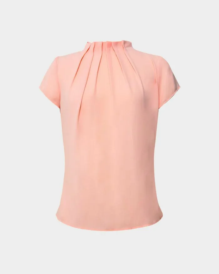 Forcast Olivia Pleated High Neck Top Eggshellpastel Peachwineivoryblack Women TShirts and Tops