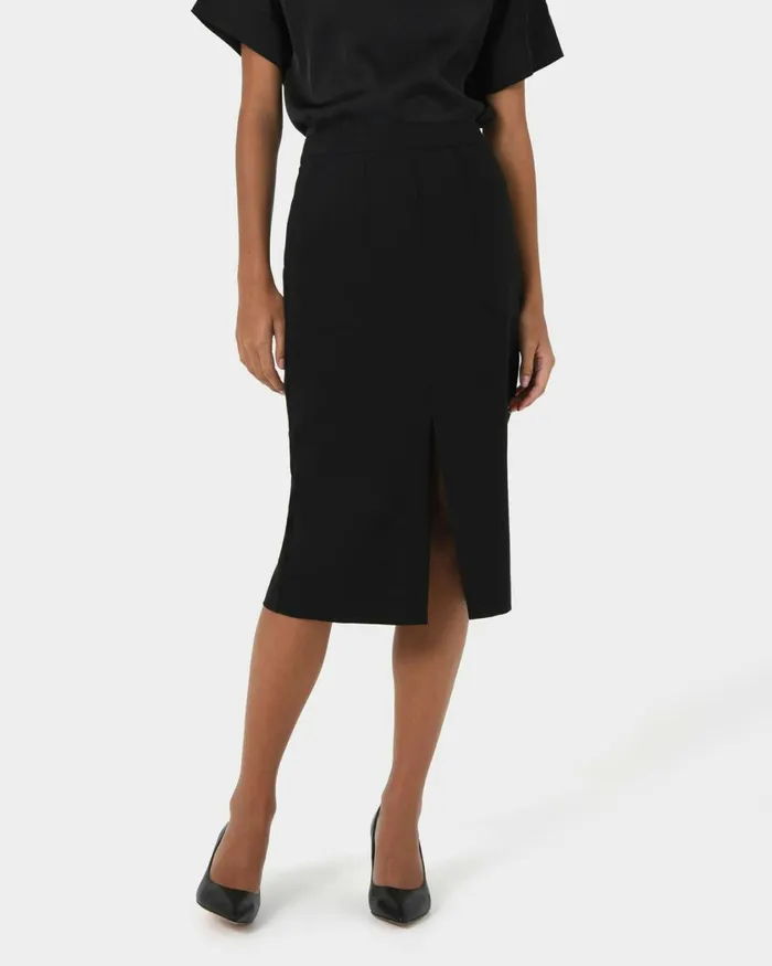 Forcast Orlanda Front Slit Skirt Black Women Midi and Maxi Skirts