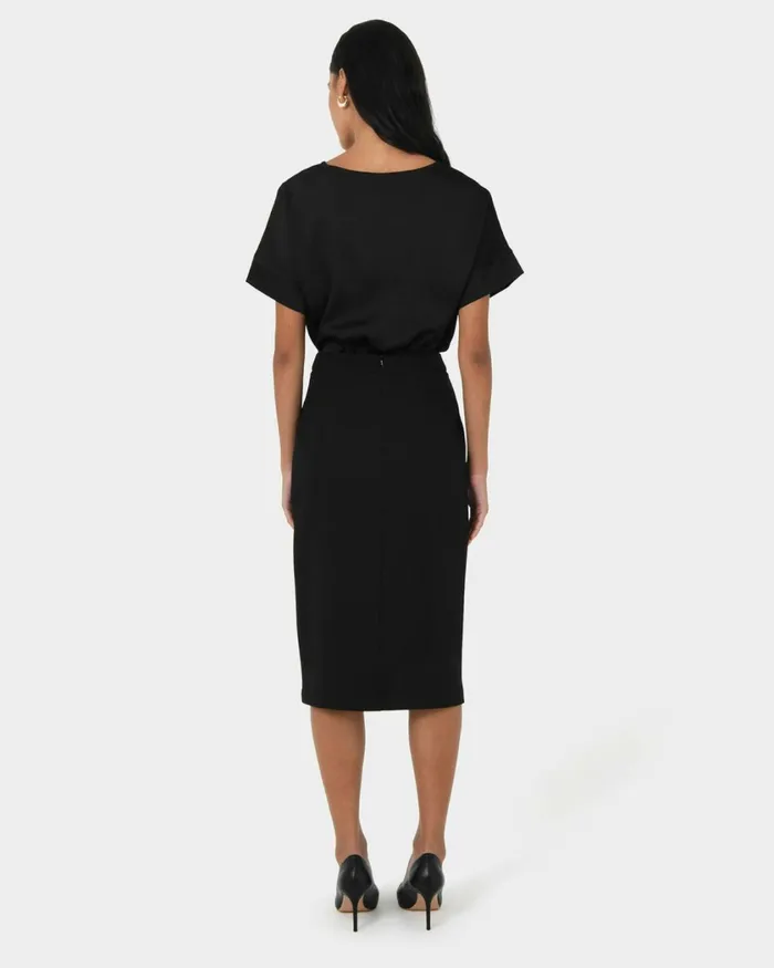 Forcast Orlanda Front Slit Skirt Black Women Midi and Maxi Skirts