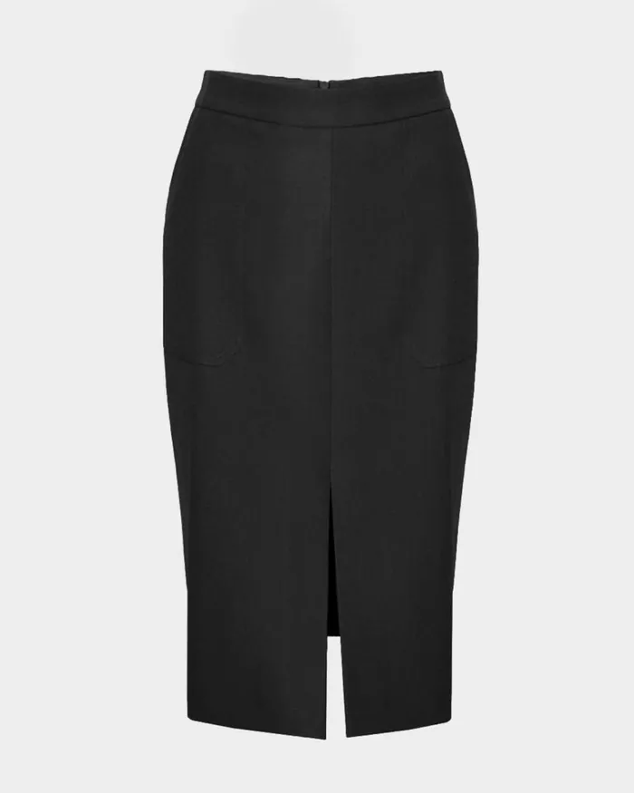 Forcast Orlanda Front Slit Skirt Black Women Midi and Maxi Skirts