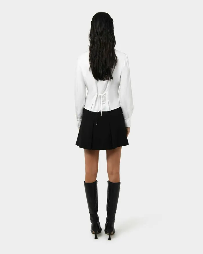 Forcast Paige Gathered Shirt Ivoryblack Women Long Sleeve Tops