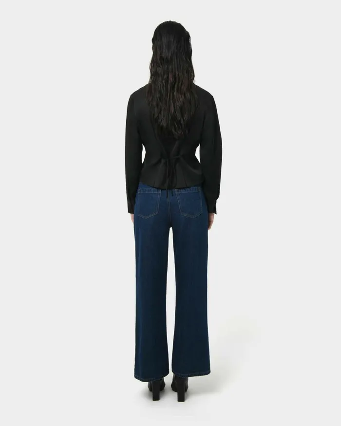 Forcast Paige Gathered Shirt Ivoryblack Women Long Sleeve Tops