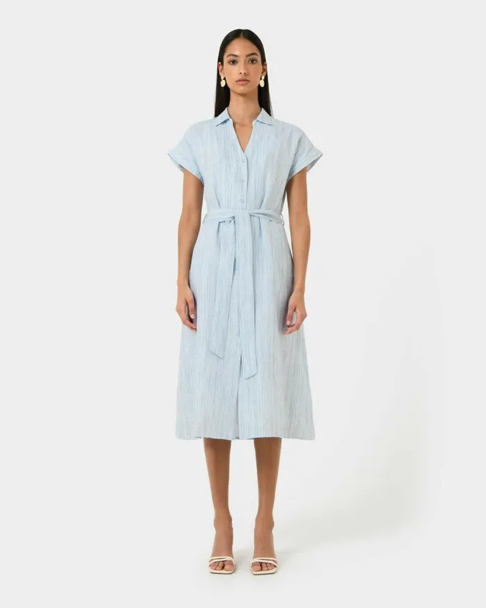 Forcast Paris Linen Midi Dress Women Midi Dresses