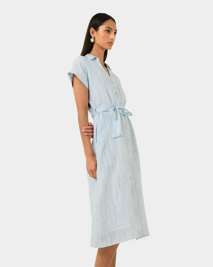 Forcast Paris Linen Midi Dress Women Midi Dresses