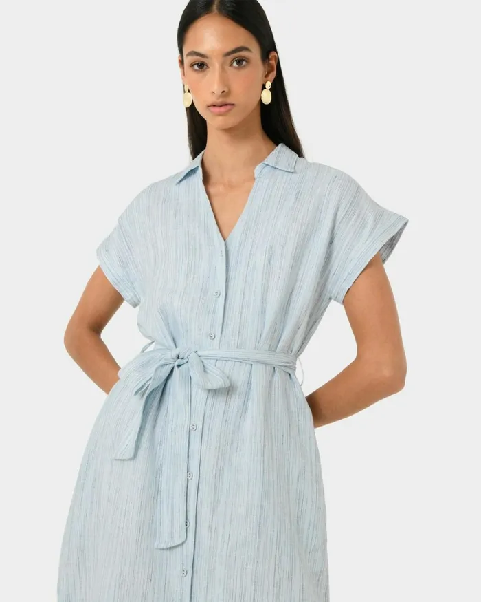 Forcast Paris Linen Midi Dress Women Midi Dresses