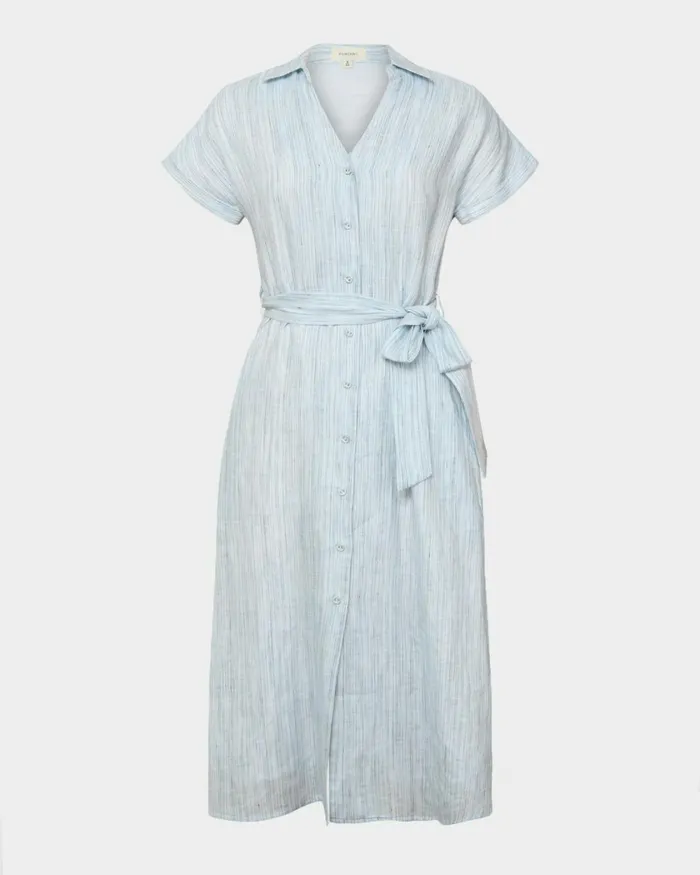 Forcast Paris Linen Midi Dress Women Midi Dresses