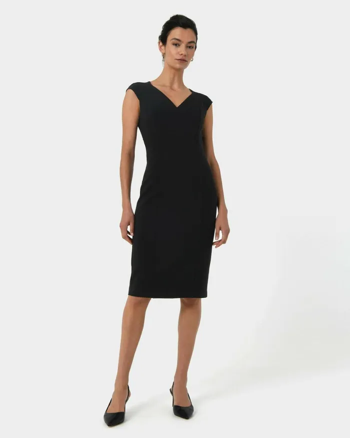 Forcast Patricia Vneck Sheath Dress Black Women Work Dresses