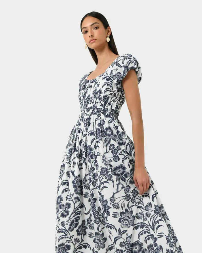 Forcast Pearl Floral Cotton Dress Women Midi Dresses