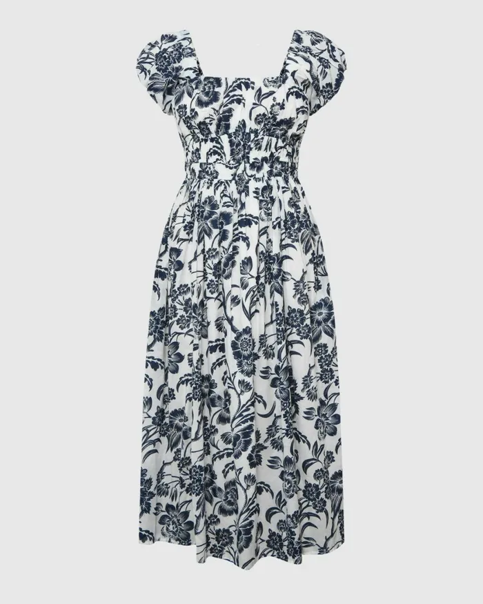 Forcast Pearl Floral Cotton Dress Women Midi Dresses
