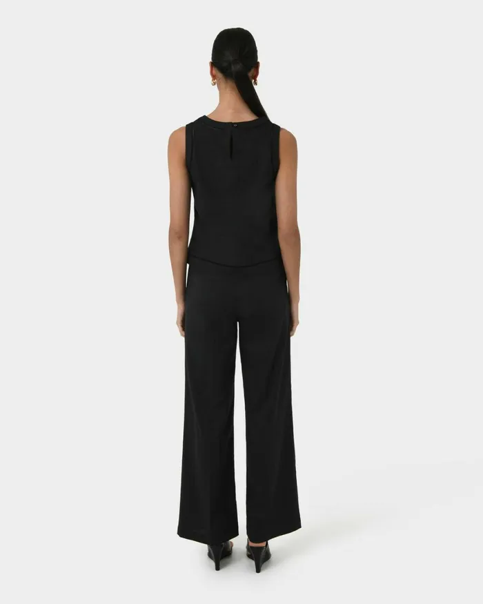 Forcast Perry Linen Embroidery Top Ivoryblack Women TShirts and Tops