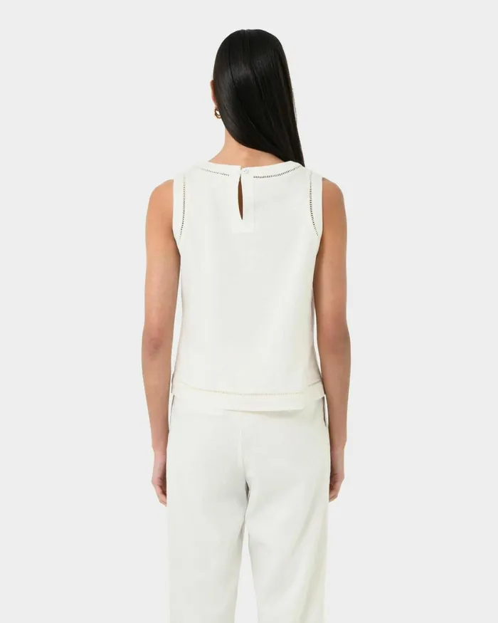 Forcast Perry Linen Embroidery Top Ivoryblack Women TShirts and Tops
