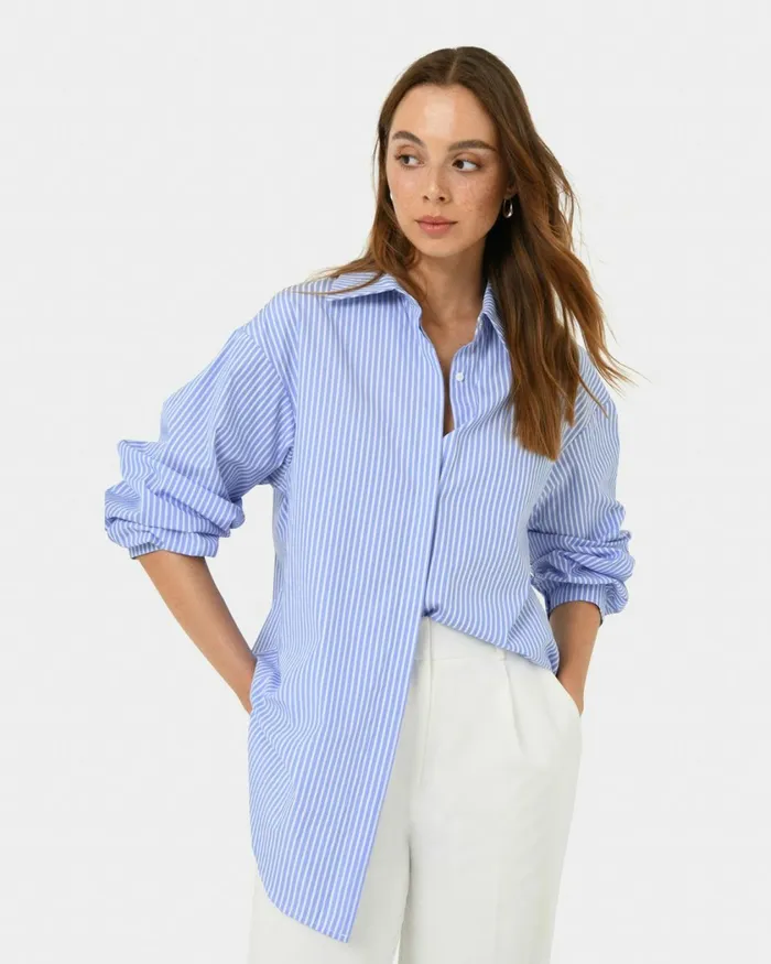 Forcast Piper Stripe Shirt Women Long Sleeve Tops