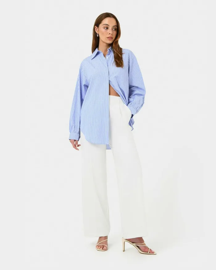 Forcast Piper Stripe Shirt Women Long Sleeve Tops