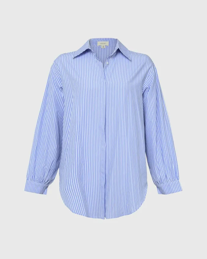 Forcast Piper Stripe Shirt Women Long Sleeve Tops