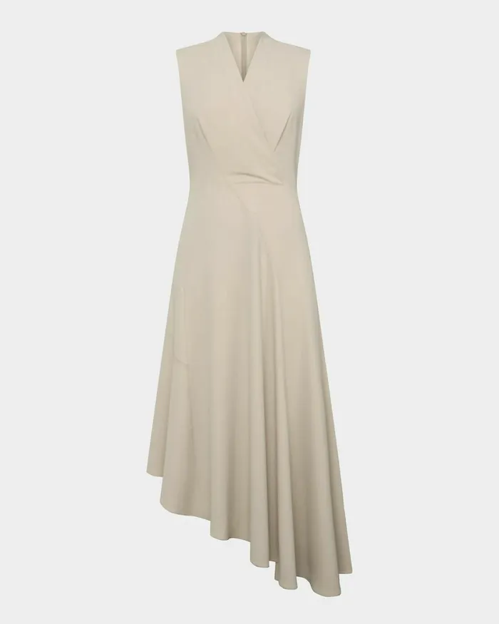 Forcast Polly Bias Midi Dress Ecrublack Women Midi Dresses