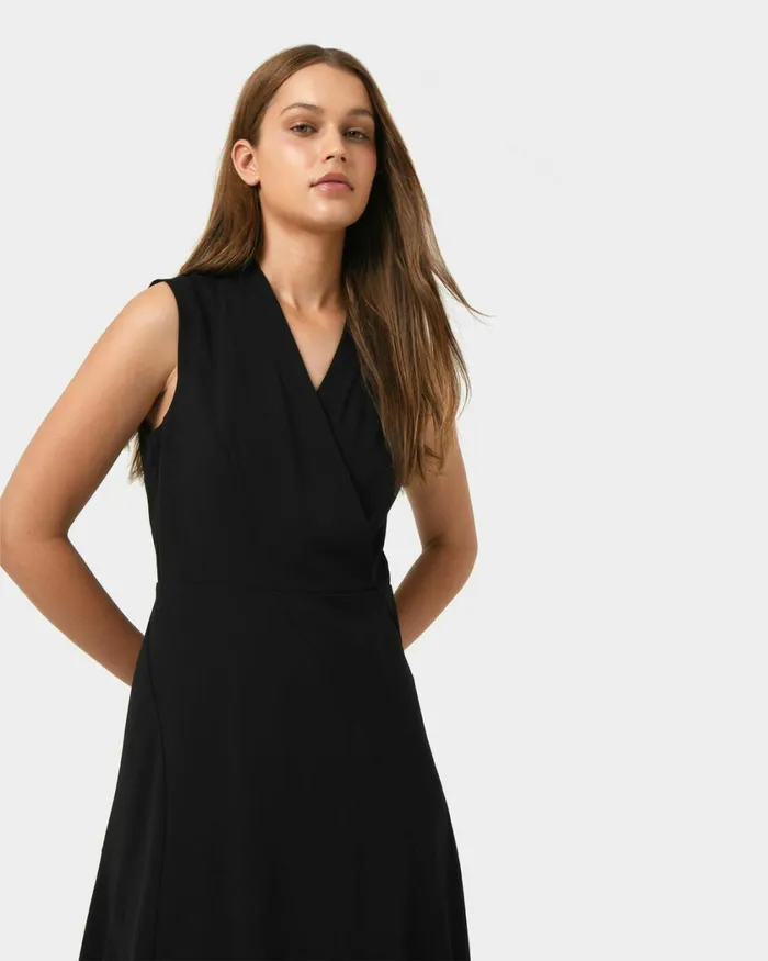 Forcast Polly Bias Midi Dress Ecrublack Women Midi Dresses
