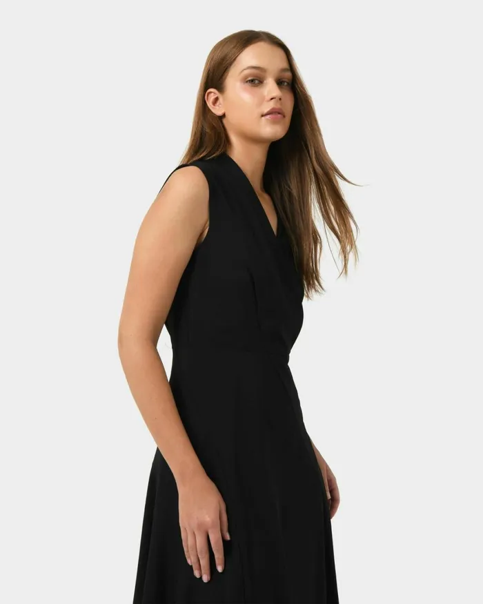 Forcast Polly Bias Midi Dress Ecrublack Women Midi Dresses