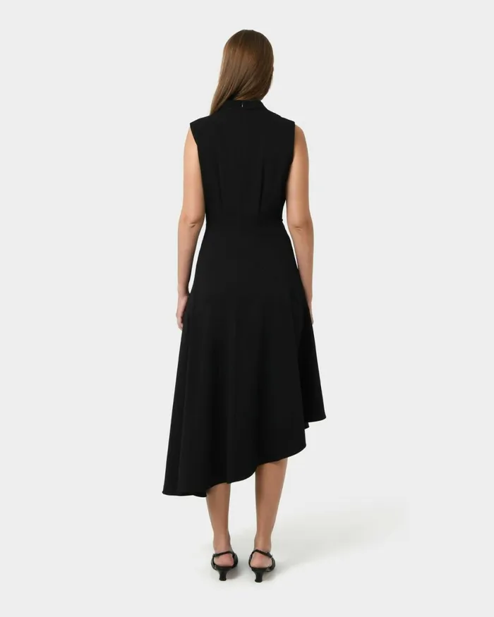 Forcast Polly Bias Midi Dress Ecrublack Women Midi Dresses