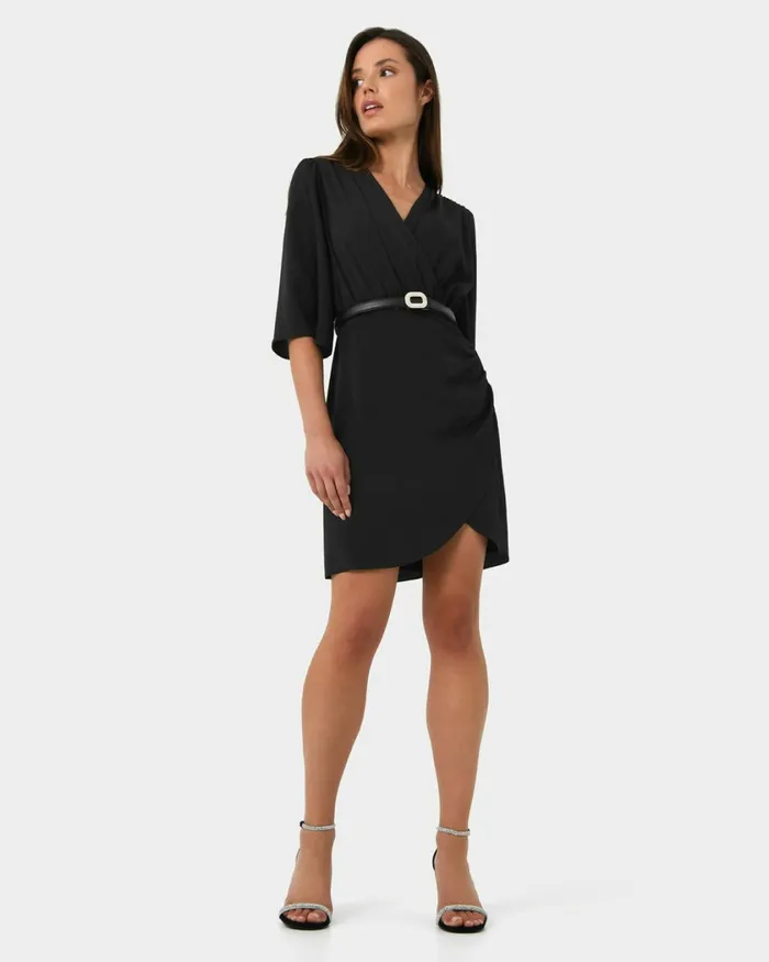Forcast Queena Mini Dress Tealblack Women Mini Dresses