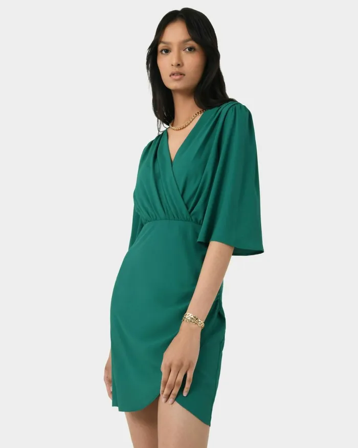 Forcast Queena Mini Dress Tealblack Women Mini Dresses