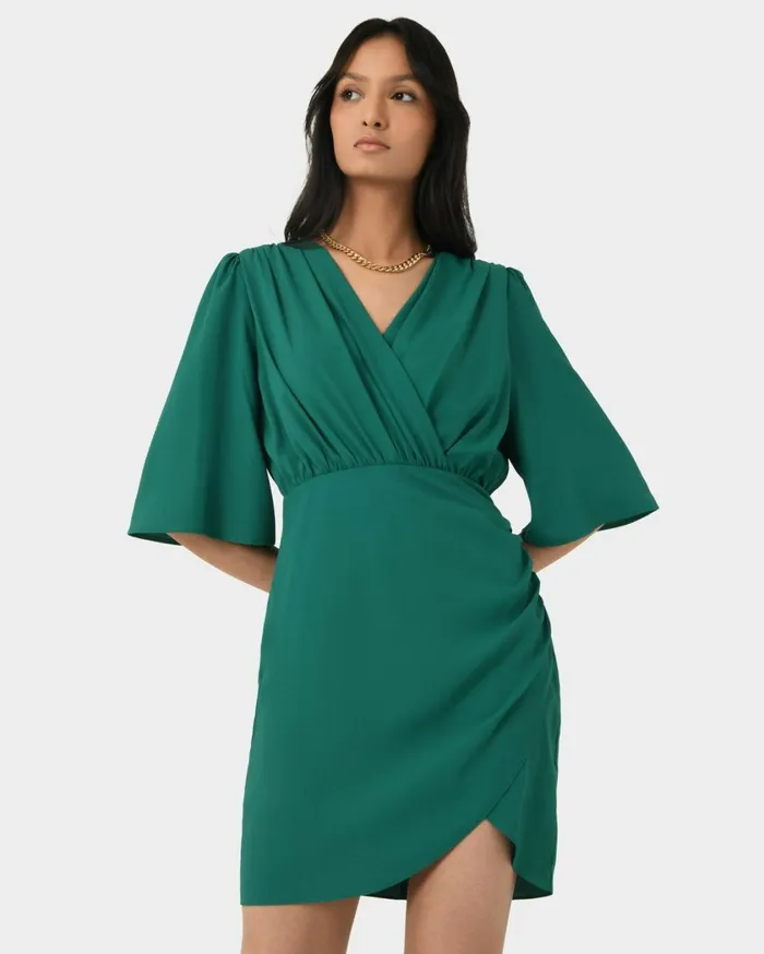 Forcast Queena Mini Dress Tealblack Women Mini Dresses