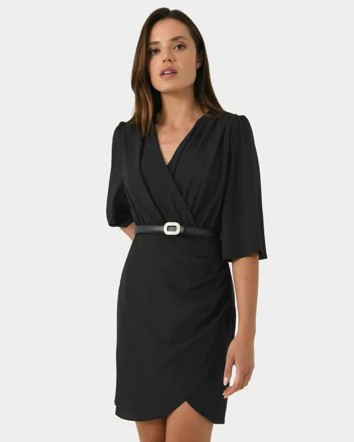 Forcast Queena Mini Dress Tealblack Women Mini Dresses