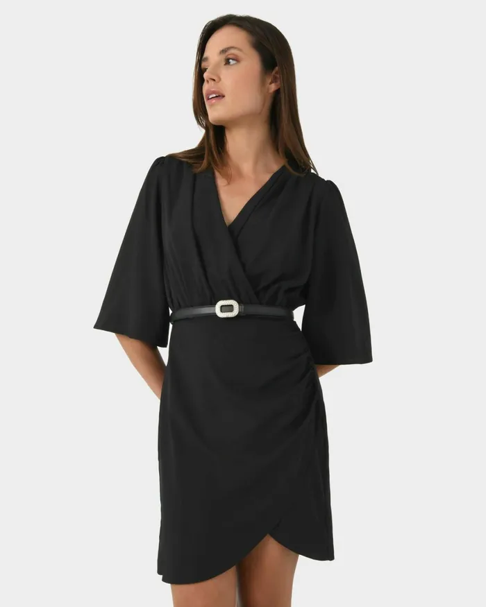 Forcast Queena Mini Dress Tealblack Women Mini Dresses