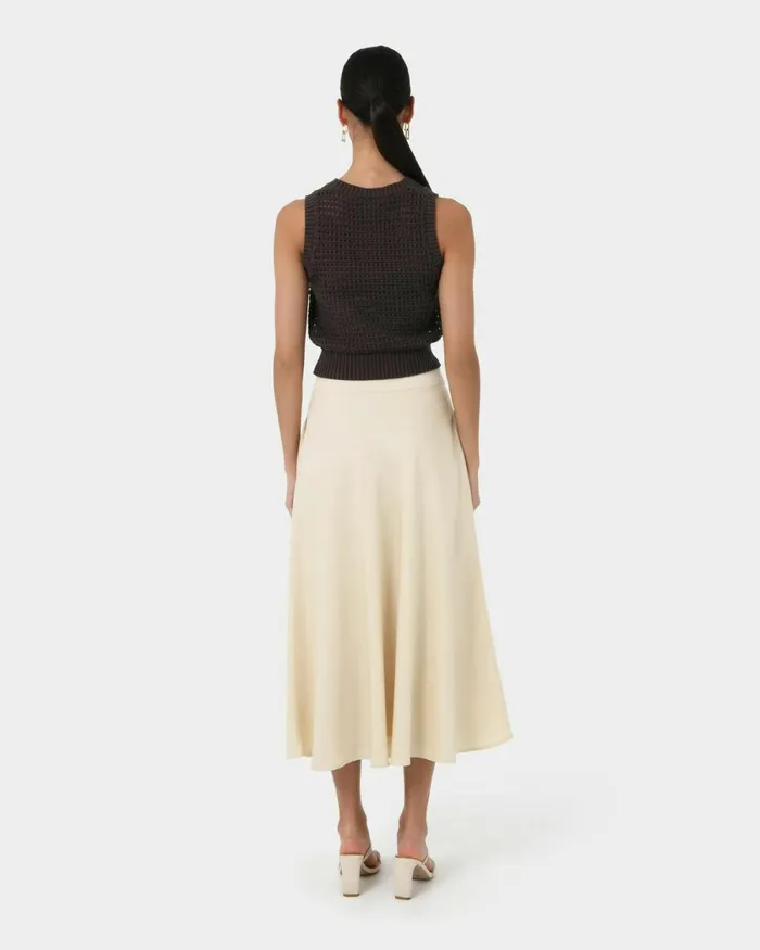 Forcast Quinta Open Knit Top Chocolatebeige Women TShirts and Tops