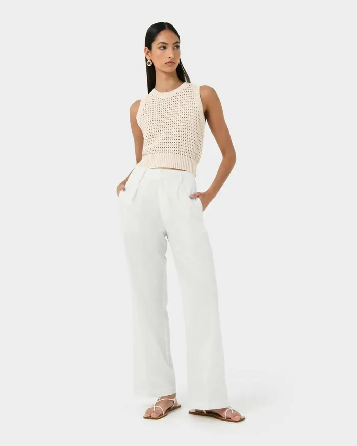 Forcast Quinta Open Knit Top Chocolatebeige Women TShirts and Tops