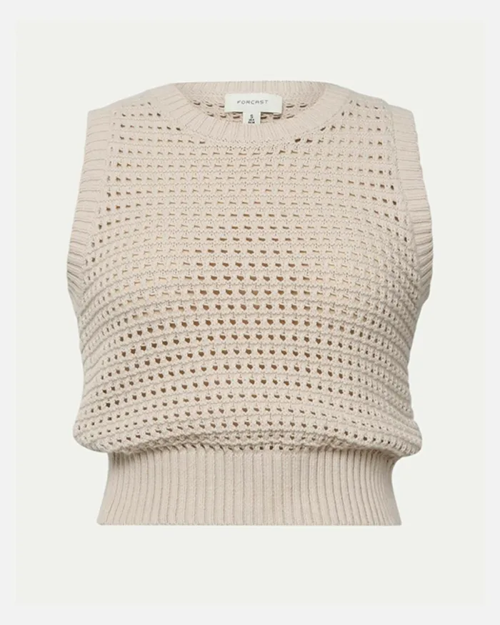 Forcast Quinta Open Knit Top Chocolatebeige Women TShirts and Tops