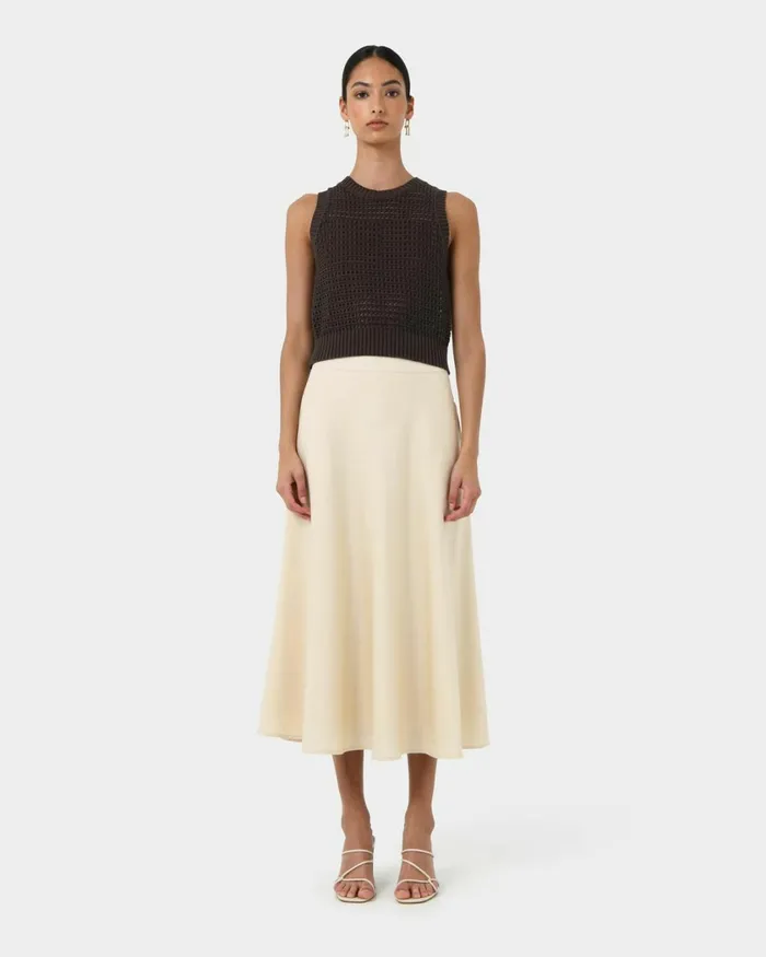 Forcast Quinta Open Knit Top Chocolatebeige Women TShirts and Tops