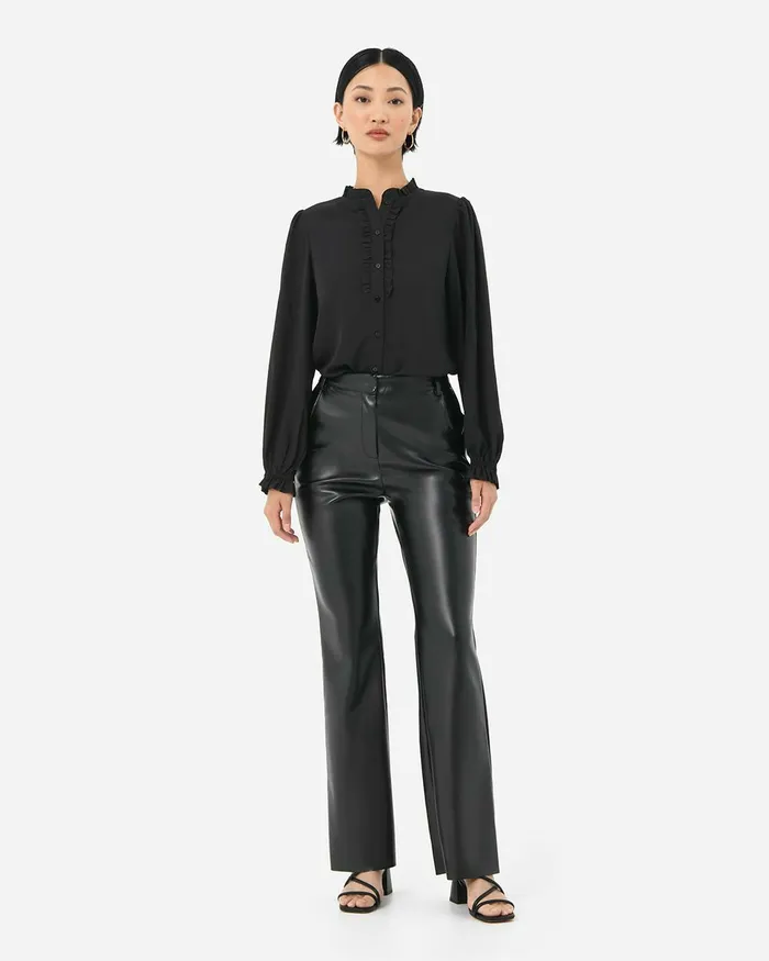Forcast Racquel Faux Leather Pants Black Women HighWaisted Pants