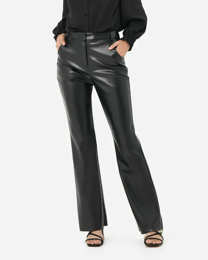 Forcast Racquel Faux Leather Pants Black Women HighWaisted Pants