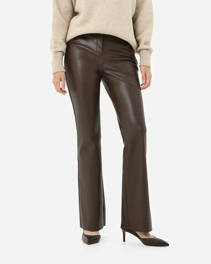Forcast Racquel Faux Leather Pants Chocolate Women HighWaisted Pants