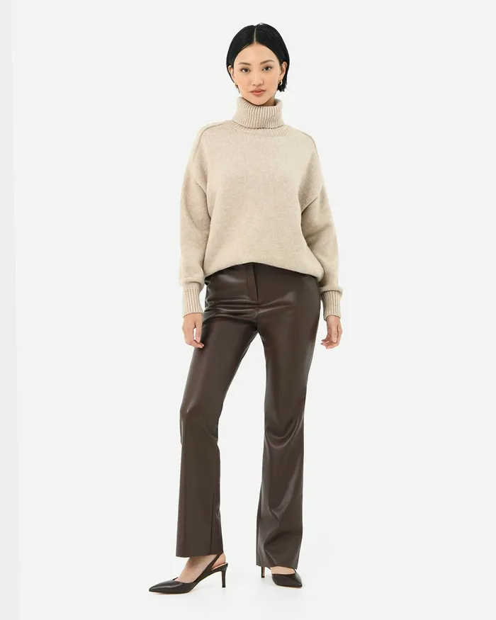 Forcast Racquel Faux Leather Pants Chocolate Women HighWaisted Pants