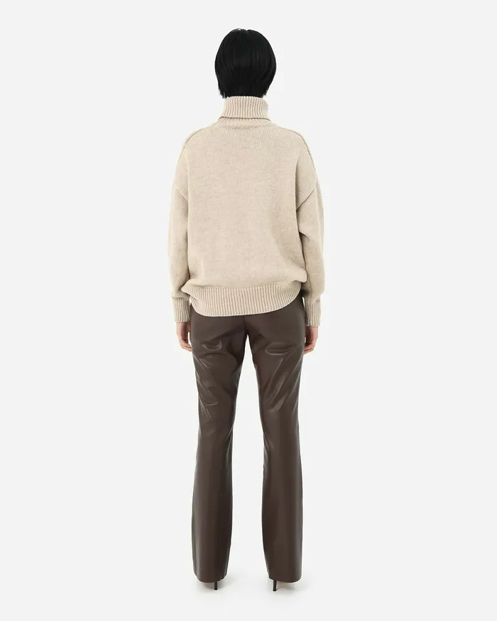 Forcast Racquel Faux Leather Pants Chocolate Women HighWaisted Pants