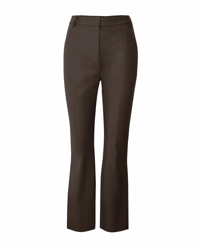 Forcast Racquel Faux Leather Pants Chocolate Women HighWaisted Pants