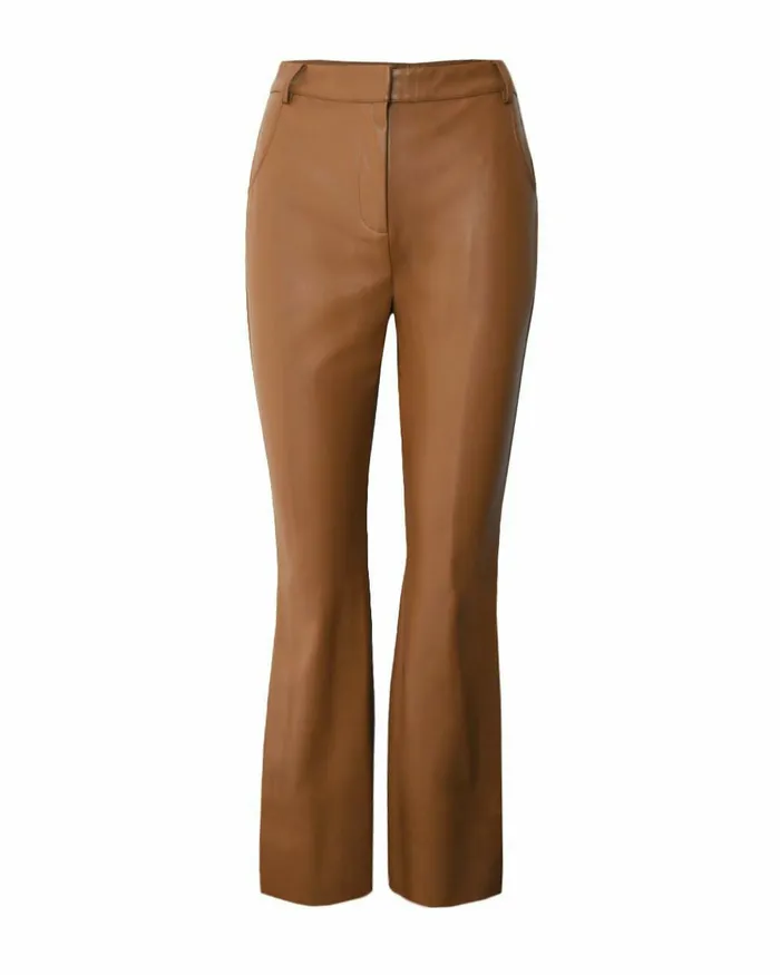 Forcast Racquel Faux Leather Pants Toffee Women HighWaisted Pants