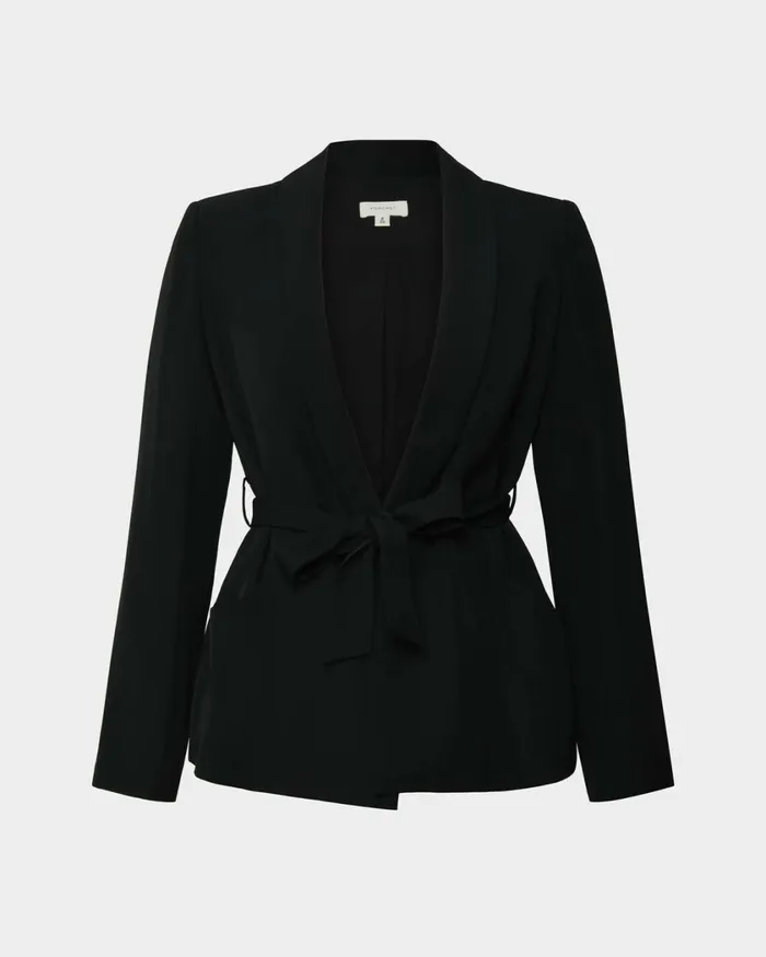 Forcast Rain Belted Blazer Ecrucamelblack Women Jackets and Blazers