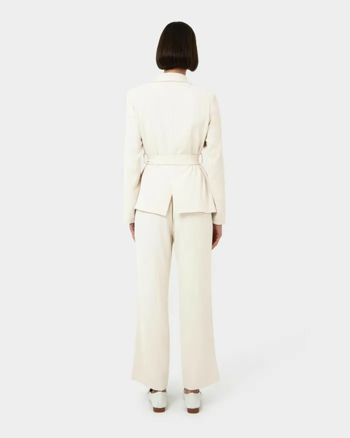 Forcast Rain Belted Blazer Ecrucamelblack Women Work Tops