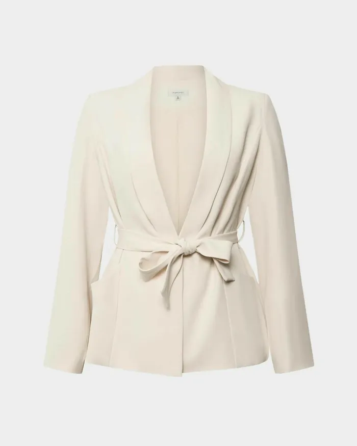 Forcast Rain Belted Blazer Ecrucamelblack Women Work Tops